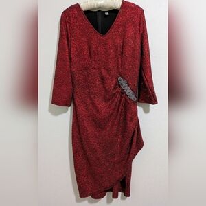 Elegant Red Sequin Holiday Dress